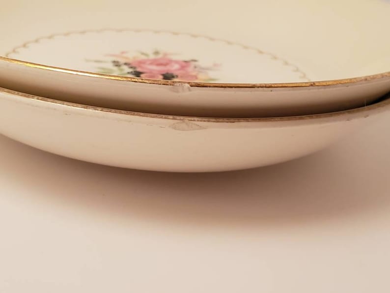 Paden City Pottery Floral Pattern with Gold Trim Vintage Bowls