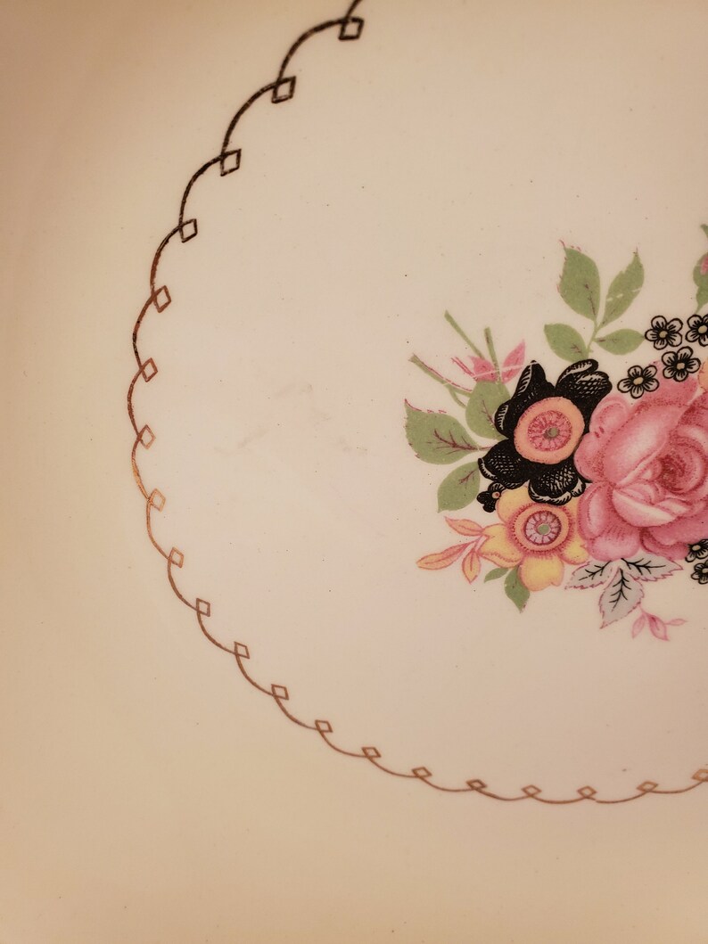Paden City Pottery Floral Pattern with Gold Trim Vintage Bowls