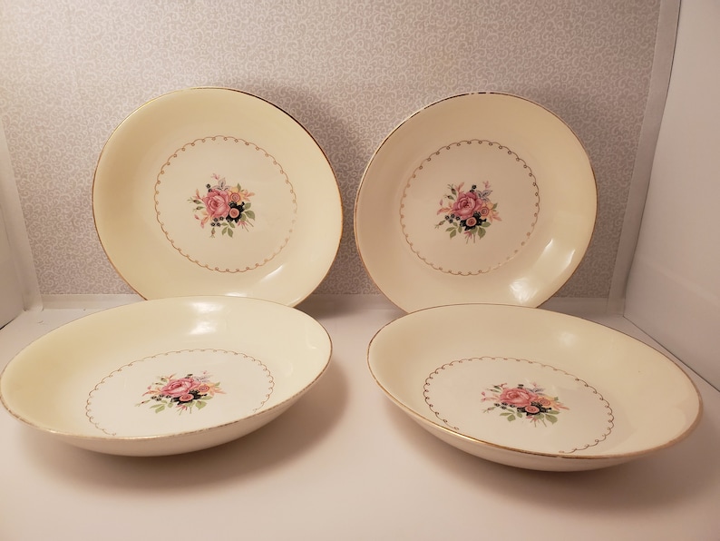 Paden City Pottery Floral Pattern with Gold Trim Vintage Bowls