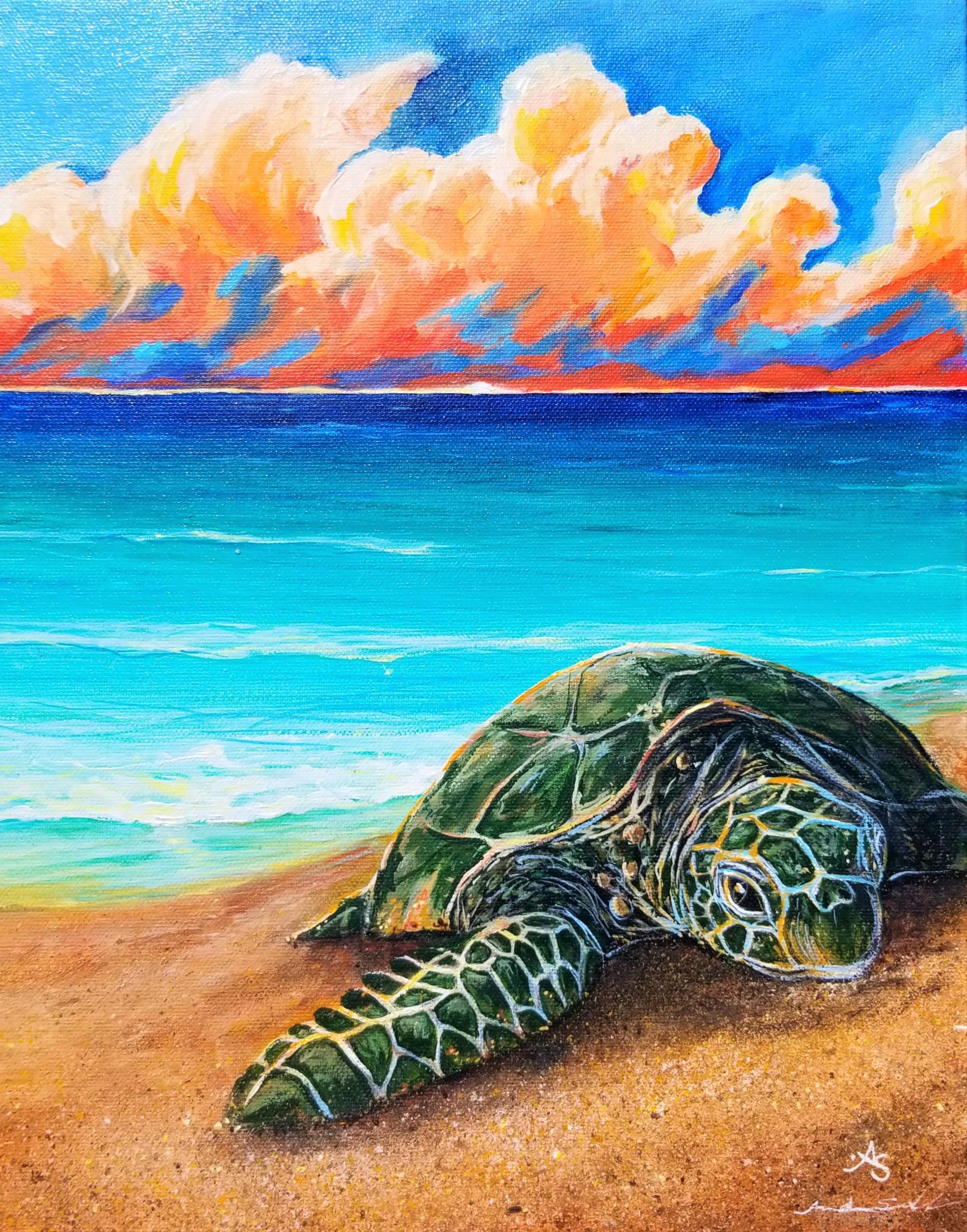 Hawaiian honu painting - Etsy 日本