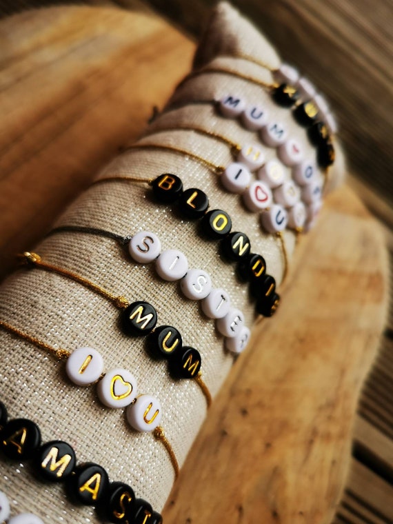 Personalized Bracelet Beads Letters, Numbers, Patterns  