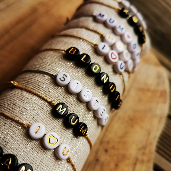 Bracelet Mantra Personnalisé - Perles lettres, chiffres, motifs...