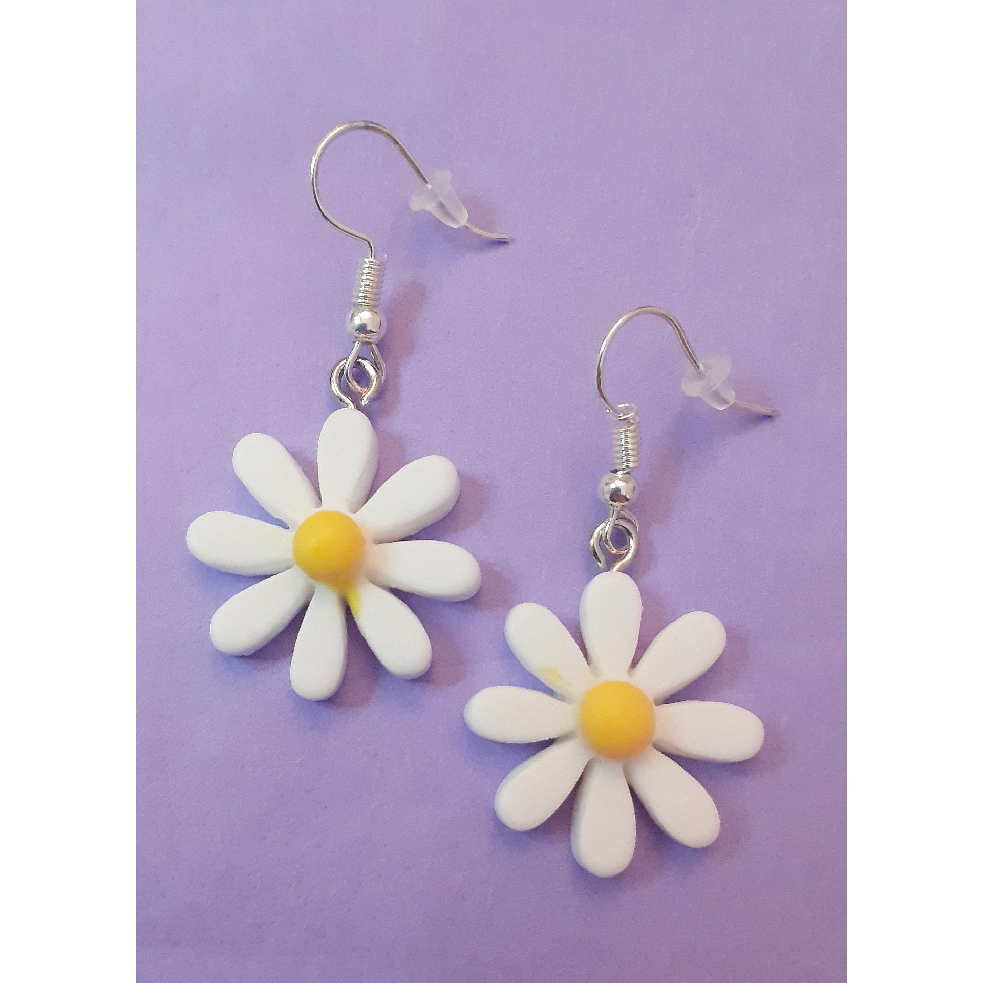 White Daisy Earrings Daisy Handmade Earrings Colourful Etsy UK