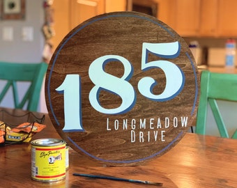 Round Hand Painted Address House Number Sign