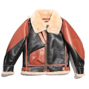Giacca da aviatore vintage in montone / Bomber in pelle di pecora fatto a mano /