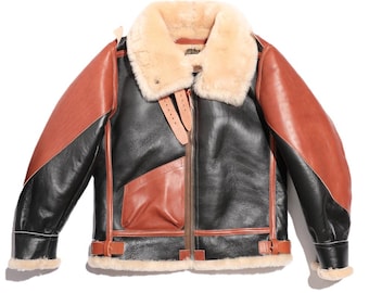 Vintage Shearling Aviator Jacket | Handmade Sheep Leather Bomber |