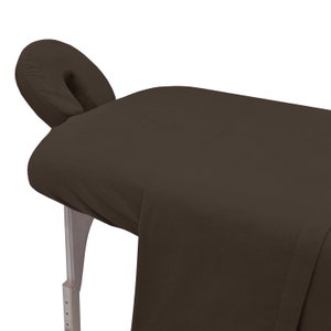 Massage Table Sheets Set of 3 pieces, 100% Natural Cotton Flannel Massage Table Fitted/Flat Sheets with Face Pillow Cover Chocolate