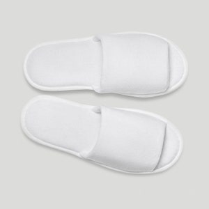 6 Pack White Open Toe Adult Velour Warm Slippers Luxury Salon SPA Massage Hotel Guest Home Slippers