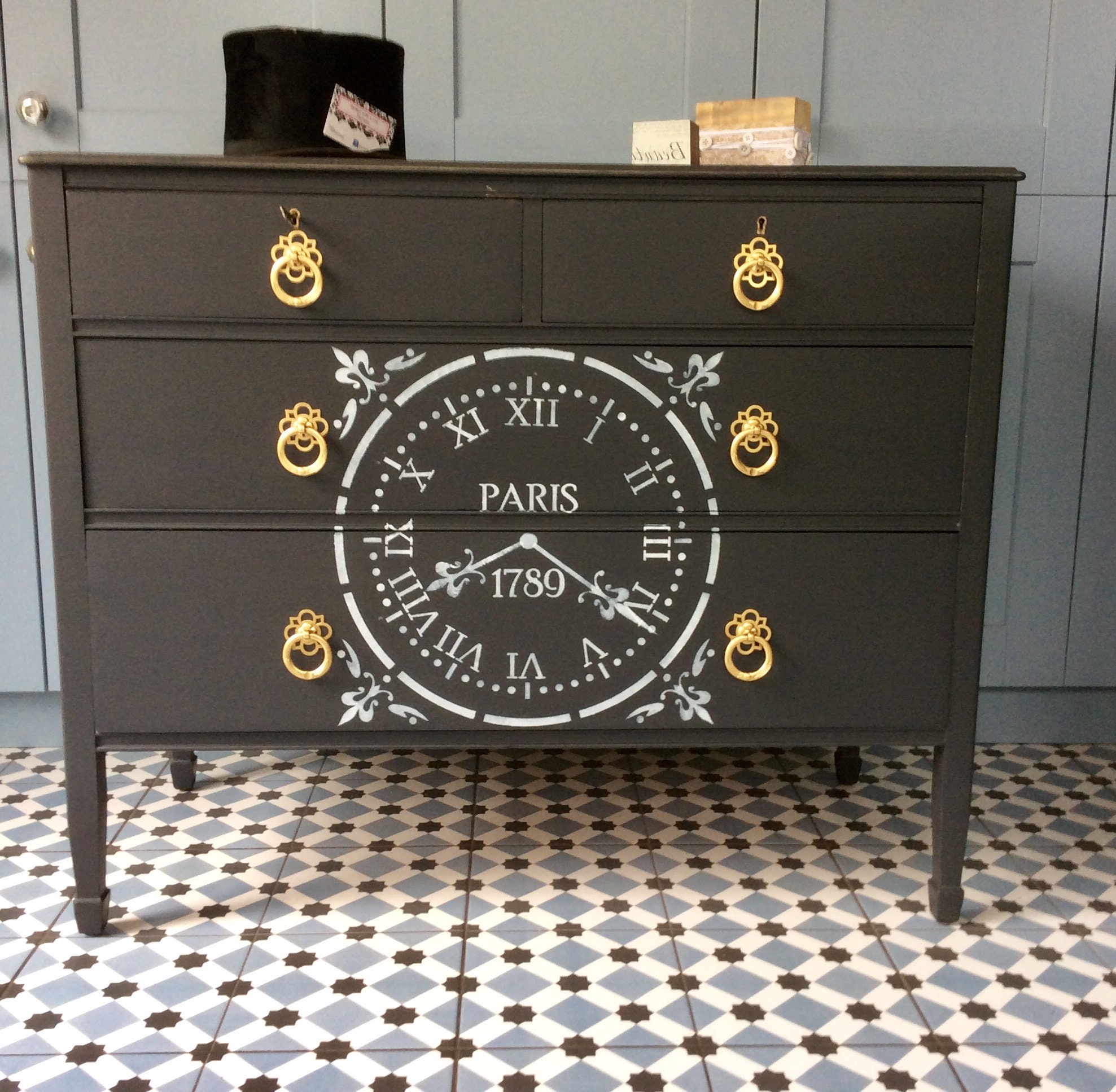 Solid wood chest of drawers with working lock and key. Etsy