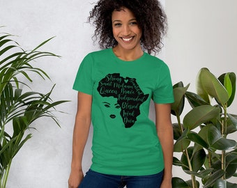 Camicia donna africana, maglietta donna afroamericana, maglietta afrocentrica, camicia donna nera, maglietta magica ragazza nera, camicia regina nera