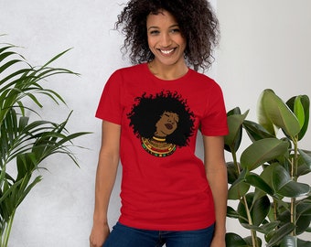 Afro-Amerikaans T-shirt voor vrouwen, Afro T-shirt, natuurlijk haar, Unisex T-shirt met korte mouwen, Black Girl Magic Shirt, Black Proud Shirt