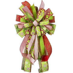 Holiday Tree Topper, Tree Topper Bow, Christmas Bow Tree Topper, Christmas Tree Topper, Red and Green Christmas Bow, Holiday Bow
