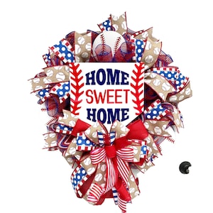 Baseball Wreath, Baseball Door Wreath, Home Sweet Home Baseball Wreath, Sports Wreath, Baseball Porch Decor, Baseball Wreath for Front Door