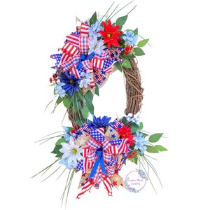 Patriotic Grapevine Wreath, Fourth of July Wreath, Patriotic Summer Wreath, Patriotic Wreath for Front Door, Americana Wreath,