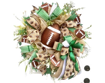 Football Wreath for Front Door, Fall Football Wreath, Football Season Decor, Football Fan Wreath, Game Day Wreath, Fall Sports Decoration