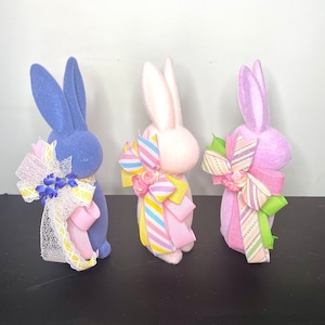 Flocked Bunny, Flocked Easter Bunny, Flocked Rabbit, Flocked Bunny Sitter, Button Nose Bunny, Easter Decor, Spring Decorations