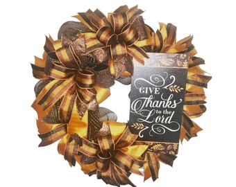 Thanksgiving Wreath for Front Door, Fall Wreath, Autumn Wreath, Happy Fall Wreath, Fall Mesh Wreath for Front Door
