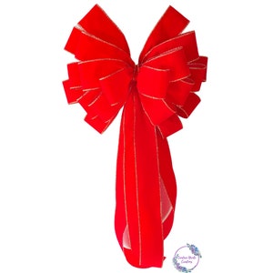 Christmas Bow Tree Topper, Red Christmas Bow, Indoor or Outdoor Bow