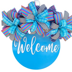 Beach Door Hanger, Coastal Front Door Decor, Coastal Front Door Sign, Welcome Door Hanger, Beach House Gift, Blue Door Hanger