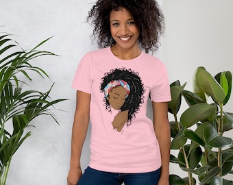 Camisetas afroamericanas para mujeres, camiseta de oración, camiseta de cabello natural, camisetas de cabello negro, camiseta de manga corta unisex