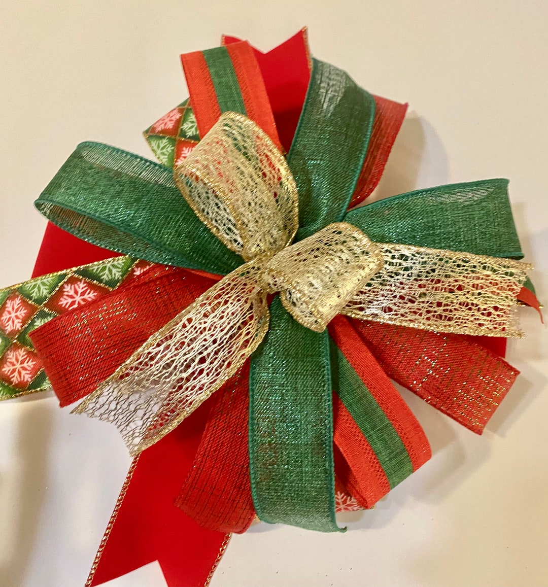 Christmas Bow, Christmas Decorations, Mailbox Bow, Lantern Bow, Red