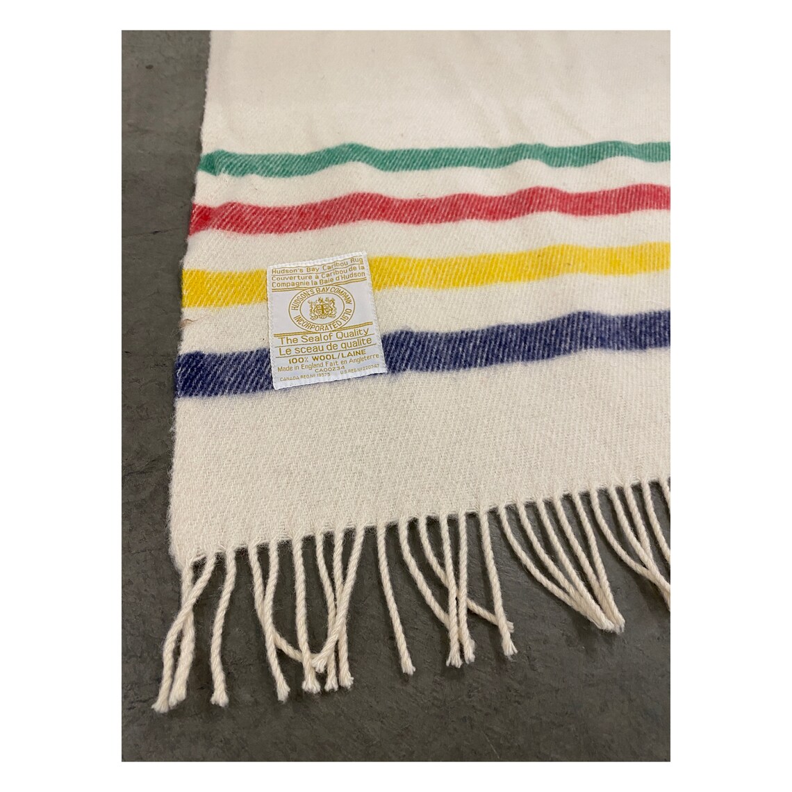 Vintage Hudson's Bay Caribou Rug 100 Wool Etsy