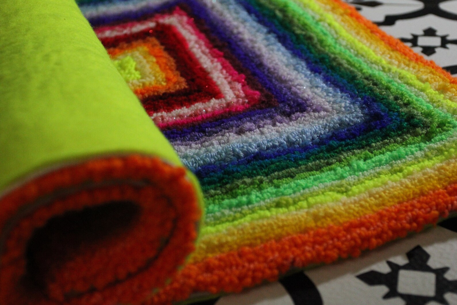 Linear Rainbow Hand Tufted Vegan Rug Etsy