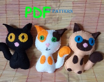 PDF pattern Kittens Cat friends  Cat felt toy Patterned cat Dollhouse Patterned cat Cloth dolls Handmade