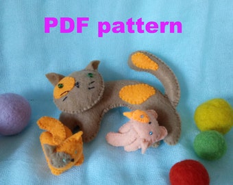 Pattern PDF Cat Pattern PDF Kitten, Cat Felt toy pattern Felt Kitten Dollhouse Cat doll pattern, Kitten doll pattern