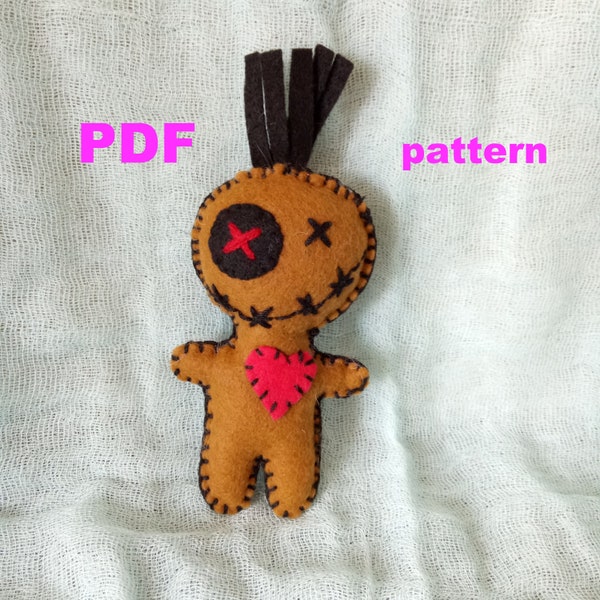 PDF Pattern Voodoo, Creepy Voodoo doll Felt ornaments Pdf sewing project Voodoo doll pattern Felt voodoo Halloween rag doll Voodoo Dolls