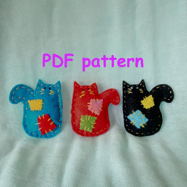 Pattern PDF Cat Kitten Cat Felt toy pattern Felt Kitten Dollhouse Cat doll pattern Kitten doll pattern Present Handmade 2.7 inches