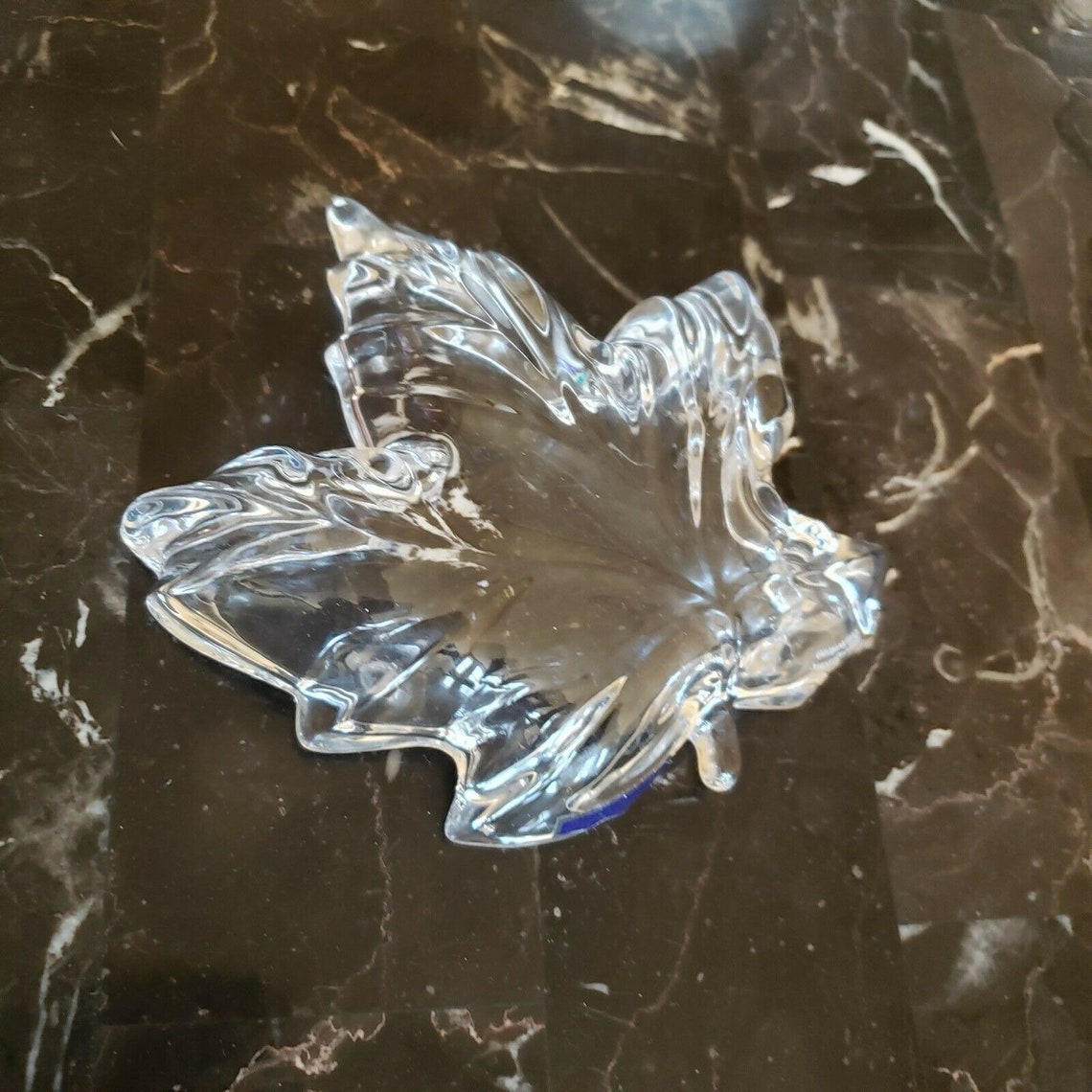 Waterford Crystal Maple Leaf Candy Dish 7 Trinket Clear Etsy
