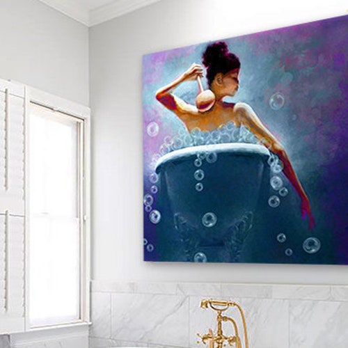 Ebony Bubbles African American Art Bathroom Wall Art Bath - Etsy
