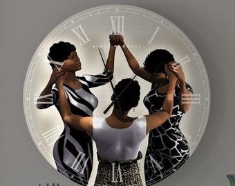 Gathered In My Name 5 Remix | African American Art Religious Christian Prayers Large    Wall Clock Decor