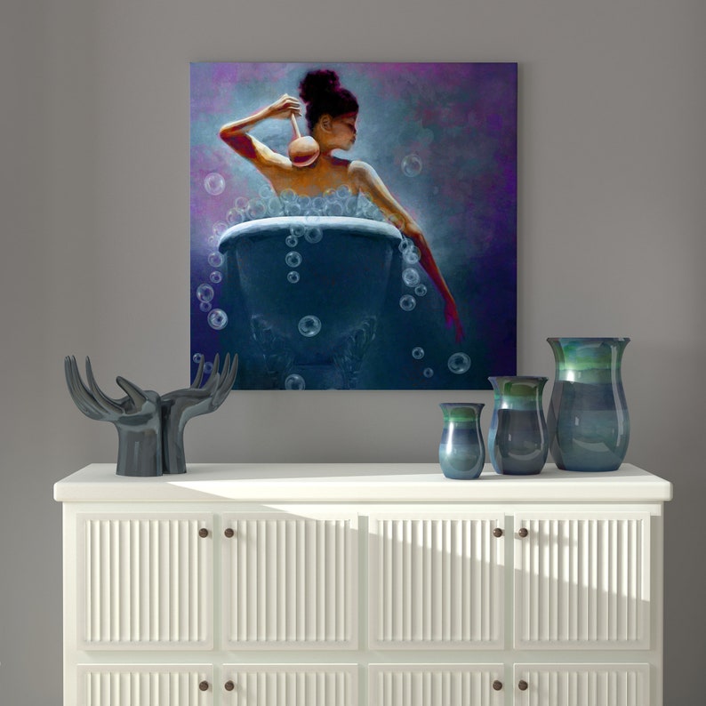 Ebony Bubbles African American Art Bathroom Wall Art Bath Etsy