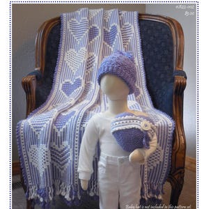 Mosaic Hearts Afghan Set (PDF Crochet Pattern)