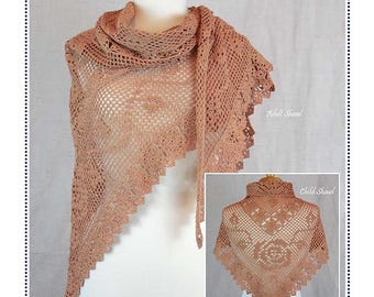 Chal vintage con estampado de rosas (patrón de ganchillo en PDF)