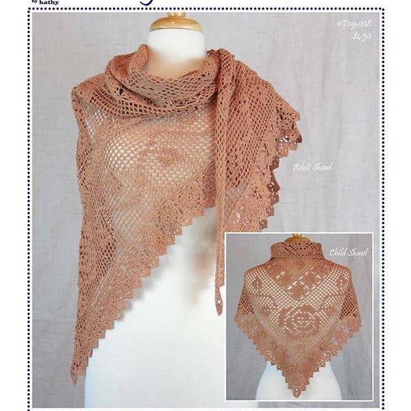 Chal vintage con estampado de rosas (patrón de ganchillo en PDF)