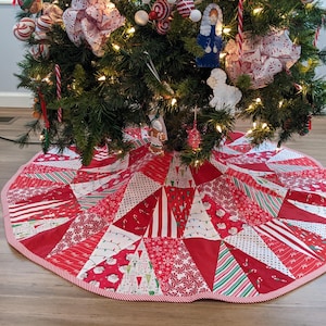 Christmas Tree Skirt Handmade Quilted Patchwork Cotton Fabric 32" 41" 47" or 48" DIA Priority Shipping Available