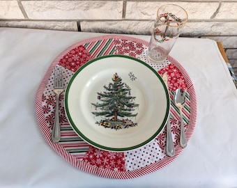 Handmade Christmas Placemats (Set of 2) Reversible Cotton Table Decor