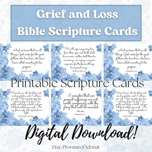 Grief and Loss Scripture Cards, NLT, Verse Cards, Printable Cards, Loss Gift, Card Making, Psalms Verse, Bible Verse