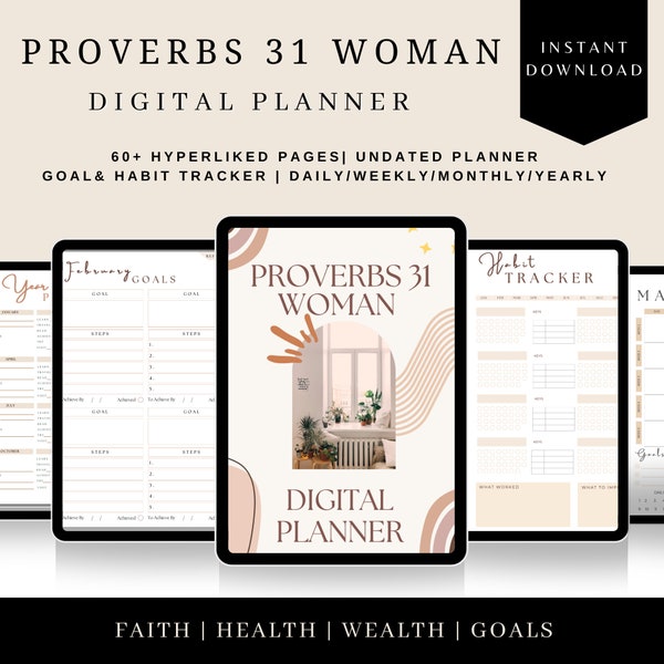 Proverbs 31 Planner, Christian Planner, 2024 Digital Planner, Prayer Journal, Faith Planner, Notability Planner, Goodnotes Planner