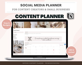 Notion Social Media Planner, Ultimate Notion Content Planner Notion Template, Creator Planner, Social Media Content Calendar, Notion Planner