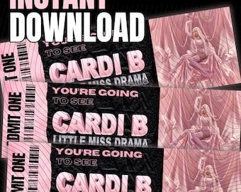 SOUVENIR CONCERT TICKET, Cardi B, Little Miss Drama tour ticket png only