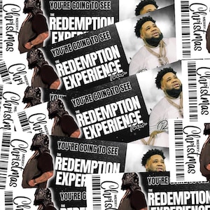 May include: A collection of concert tickets and promotional items. The tickets display a barcode and the words "Merry Christmas." The promotional materials feature the text "You're Going to See The Redemption Experience Tour" and an image of a man.