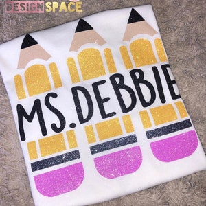 Personalized Glitter pencil Teacher Shirt, Back to school tee, Teacher Appreciation, Teacher gift, Teacher name pencil, Teacher Tees