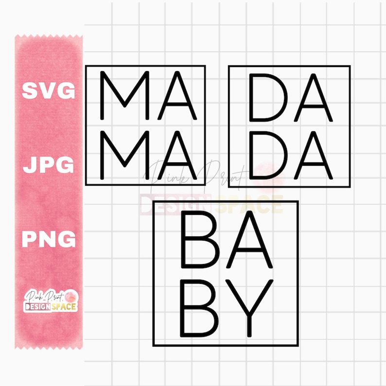 Download Mama dada baby square svg family instant download mama in | Etsy