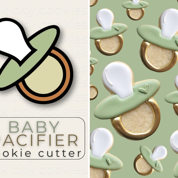 BABY PACIFIER Cookie Cutter | Baby Pacifier Cutter, Baby Shower Cookie Cutter, Pacifier Fondant Cookie Cutter >> Perfect for Baby Showers!