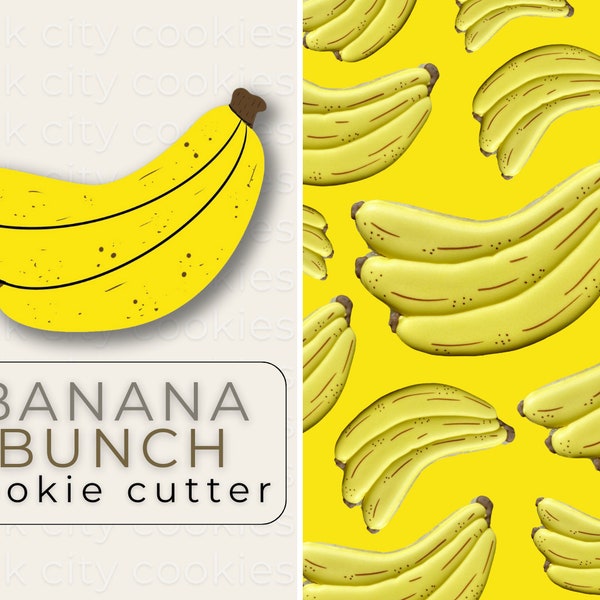 BANANA Cookie Cutter | PEEL OUT! >> A Banana Bunch Cookie Cutter Perfect for Tropical Themed Events or Monkey Birthday Celebrations!