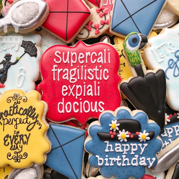 FLY A KITE Cookies >> Customizable Decorated Sugar Cookies | Perfect for Magical Nanny Birthday Parties or Themed Events!